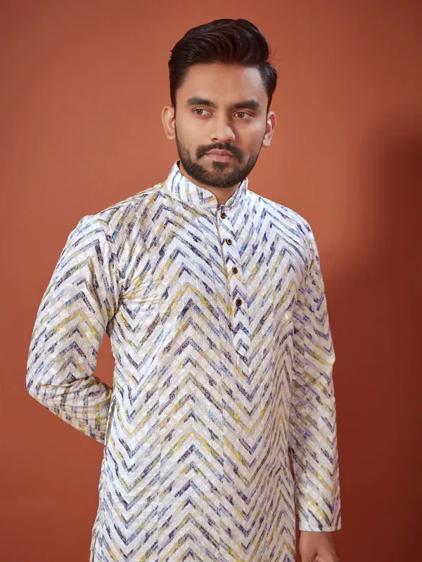 Hot_Lucknowi_Chikankari_Digital_Print_Kurta_For_Men
