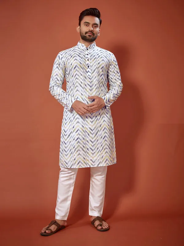 Hot_Lucknowi_Chikankari_Digital_Print_Kurta_For_Men