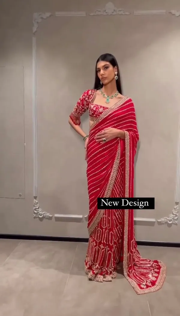 Hot_Selling_Red_Designer_Georgette_Saree