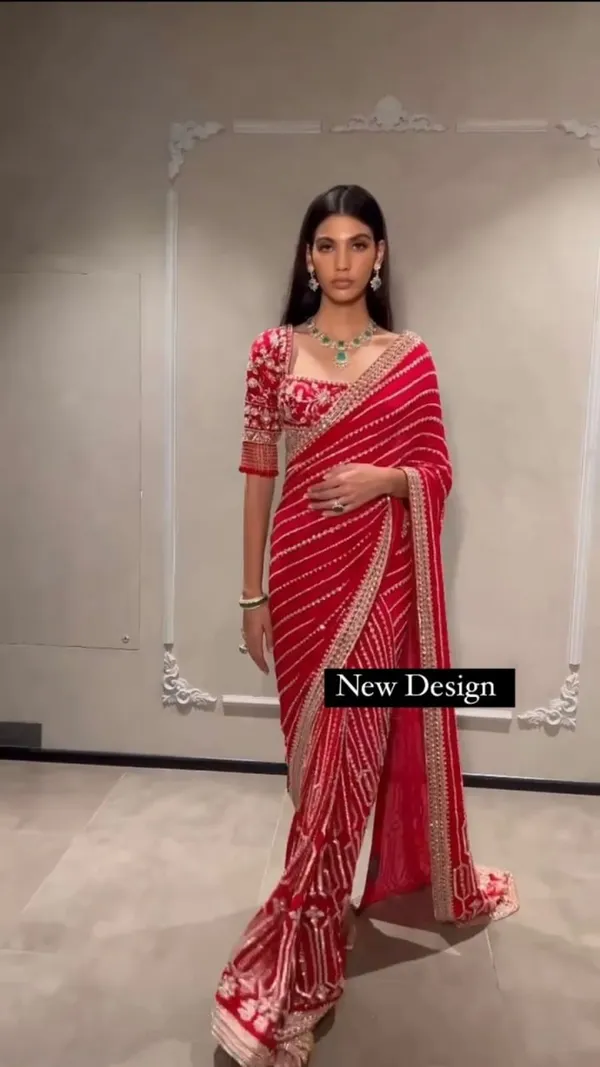 Hot_Selling_Red_Designer_Georgette_Saree