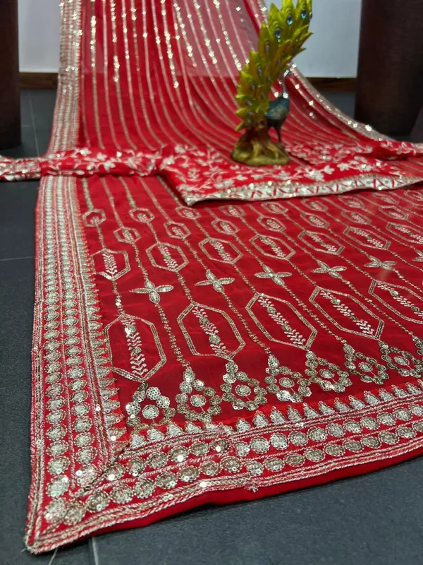 Hot_Selling_Red_Designer_Georgette_Saree