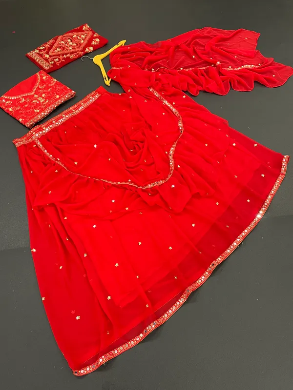 Hot_and_Elegent_Red_Georgette_Lehenga_Saree