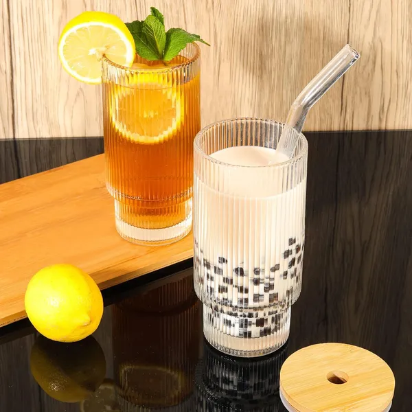 450ml_Drink_Coffee_Glass_Cup_with_Lid_and_Straw_Transparent,_Clear_Set_of_(1)