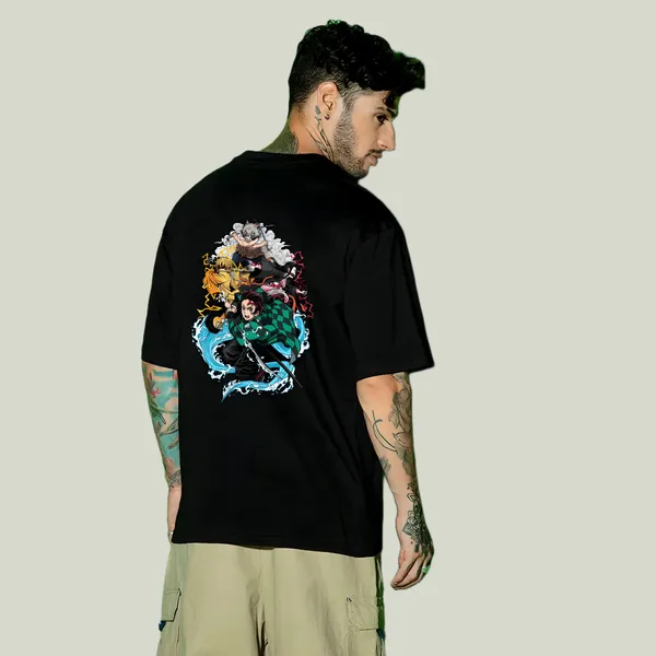 Black_Oversized_Printed_Half_Sleeve_Cotton_T-Shirt_For_Men