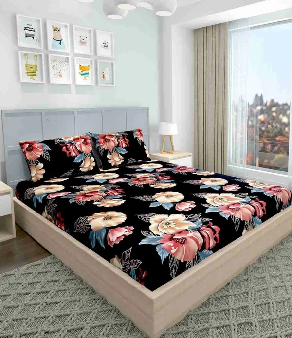 BLACK_GOLDEN_Premium_Fitted_Stripe_Bedsheet_with_2_Pillow_Covers_(72X78X_Up_to_10_Inches)_&_360_Degree_Elasticated
