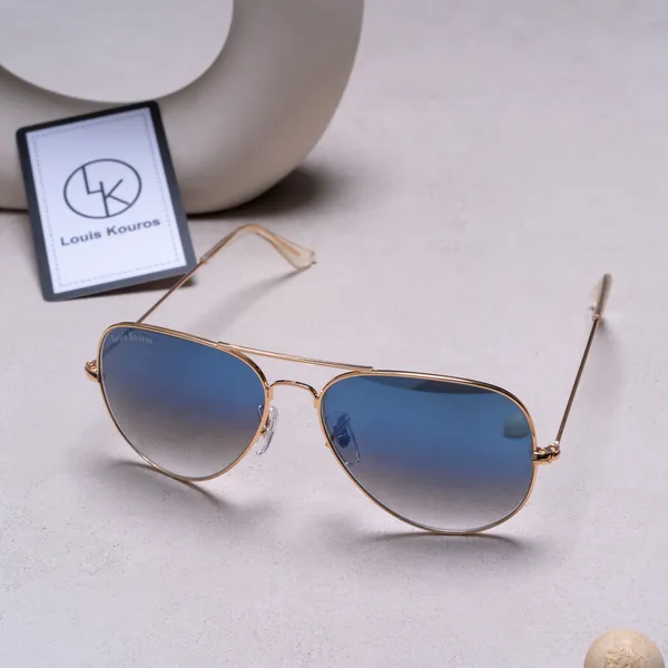 LOUIS_KOUROS__Blue_Gradient_Armstoner_Mirrored(Glass),_UV_Protection,_Toughened_Glass_Lens,_UV_Protection,_Night_Vision,_Aviator_Sunglasses_(62)__(For_Men_&_Women,_Blue_Gradient)
