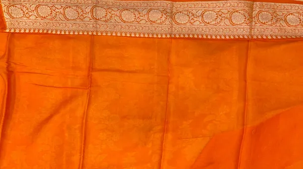 Humairah_Presents_Pure_Handloom_Orange_Contrast_Chiffon_Alfi_Gold_Zari_Jaal_and_Banarasi_Zari_Border_Saree_with_Orange_Blouse