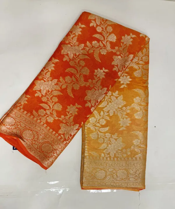 Humairah_Presents_Pure_Handloom_Orange_Contrast_Chiffon_Alfi_Gold_Zari_Jaal_and_Banarasi_Zari_Border_Saree_with_Orange_Blouse