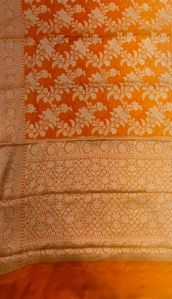 Humairah_Presents_Pure_Handloom_Orange_Contrast_Chiffon_Alfi_Gold_Zari_Jaal_and_Banarasi_Zari_Border_Saree_with_Orange_Blouse