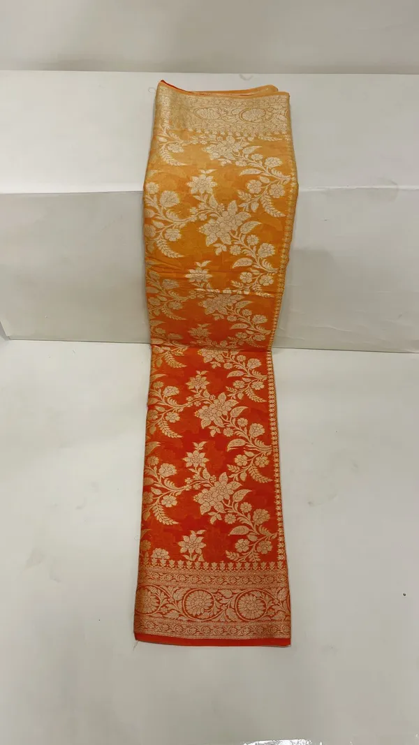 Humairah_Presents_Pure_Handloom_Orange_Contrast_Chiffon_Alfi_Gold_Zari_Jaal_and_Banarasi_Zari_Border_Saree_with_Orange_Blouse