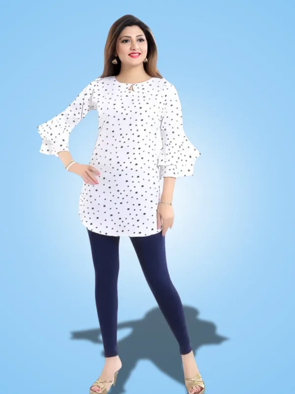 White_Crepe_Floral_Printed_Keyhole_Neck_Tunic_Tops