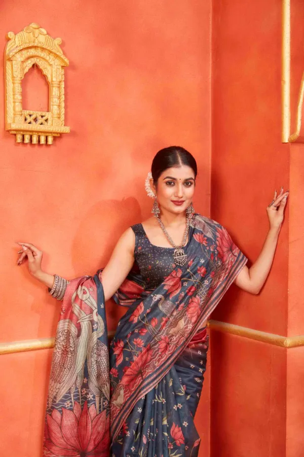 Black_Chanderi_Silk_Fancy_Digital_Printed_Saree_With_Blouse