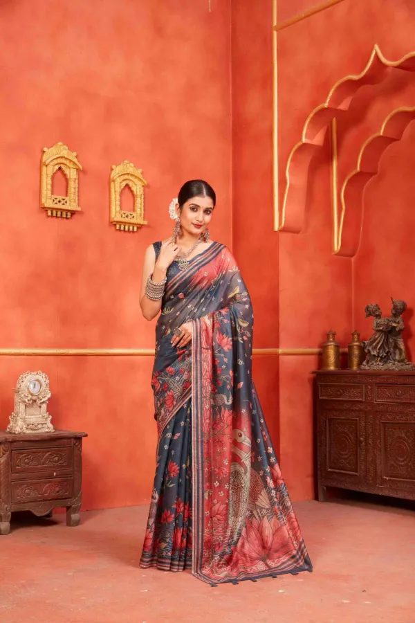 Black_Chanderi_Silk_Fancy_Digital_Printed_Saree_With_Blouse