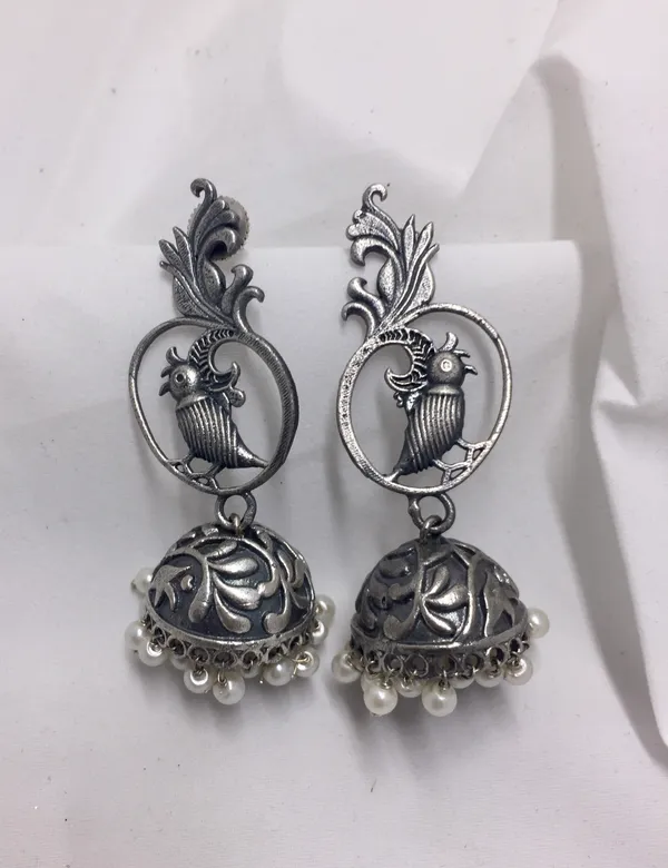 Silver_Look_alike_Peacock_Model_Earrings