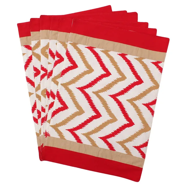 Pack_of_6_Pieces_Cotton_Red_Ikat_Chevron_Printed_Place_Mat_for_Dining_and_Center_Tablefor_Dining_Table