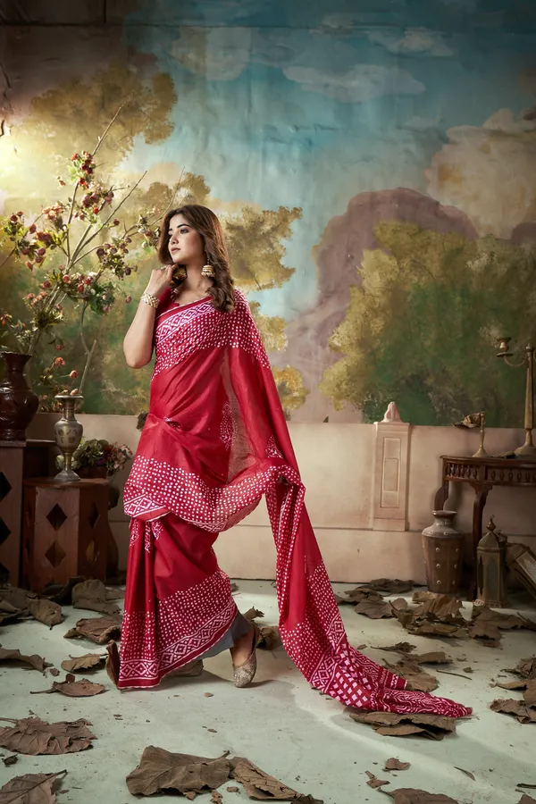 HANDICRAFT_MIRROR_WORK_WOMEN'S_Ikkat_PRINT_PURE_SOFT_COTTON_SAREE_WITH_BEAUTIFUL_BORDER_WORK_With_Blouse_Piece