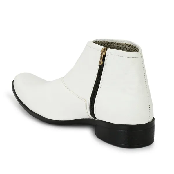 White_Leatherette_And_Pu_Zipper_Boots_For_Men
