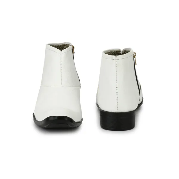 White_Leatherette_And_Pu_Zipper_Boots_For_Men