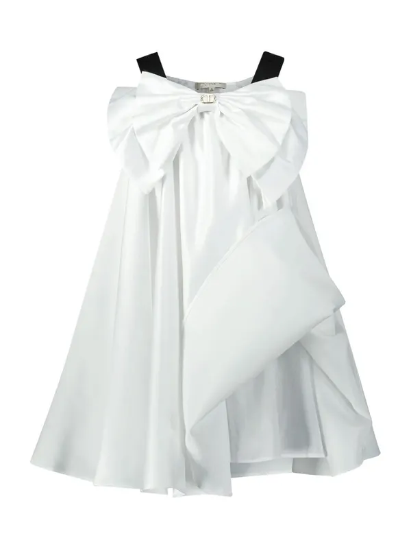 Ivory_Satin_Bow_Detailed_Sleeveless_Dress_For_Girls