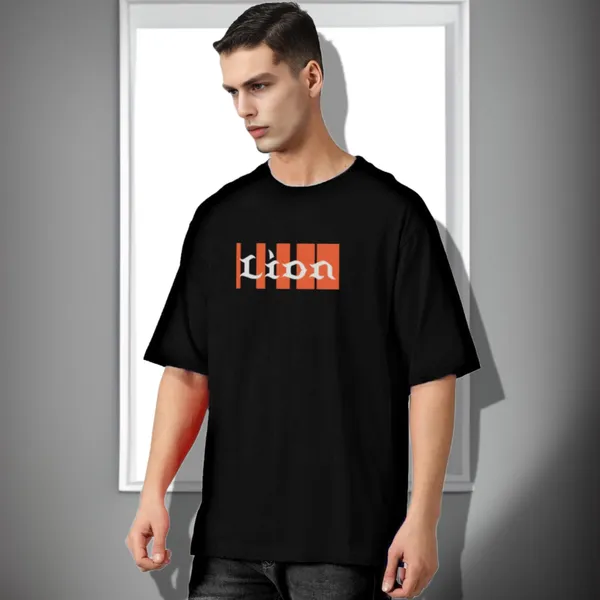 Black_Oversized_Printed_Half_Sleeve_Cotton_T-Shirt_For_Men