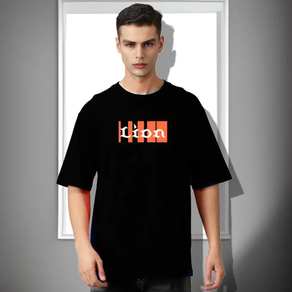 Black_Oversized_Printed_Half_Sleeve_Cotton_T-Shirt_For_Men