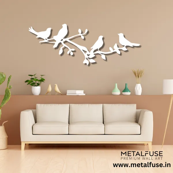 Metal_Wall_Art_for_Home_Decoration__|_Birds_On_A_Tree_Branch__|_White