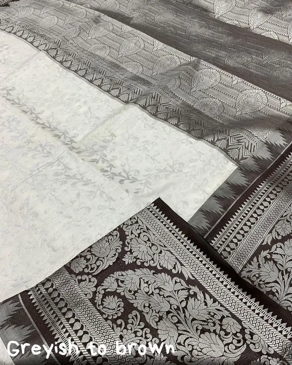 Brown_Grey_White_Soft_Banarasi_Silk_Saree_with_Blouse_For_Women