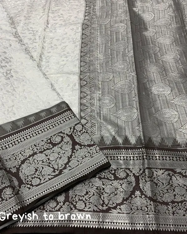 Brown_Grey_White_Soft_Banarasi_Silk_Saree_with_Blouse_For_Women