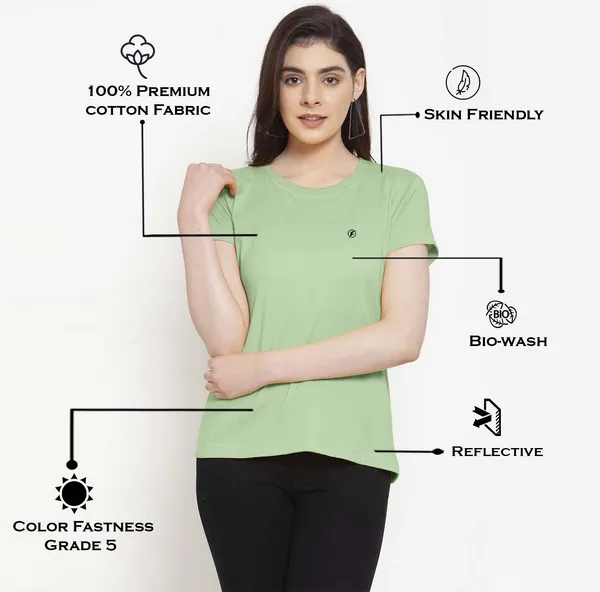 Pack_of_2_Navy_Blue_&_Sea_Green_Cotton_Round_Neck_Short_Sleeves_T-Shirt_For_Women