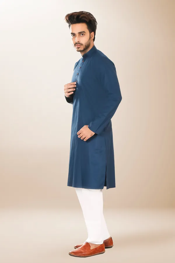 Ismail_Men's_Cotton_navy_blue_plain_color_only_kurta_for_men