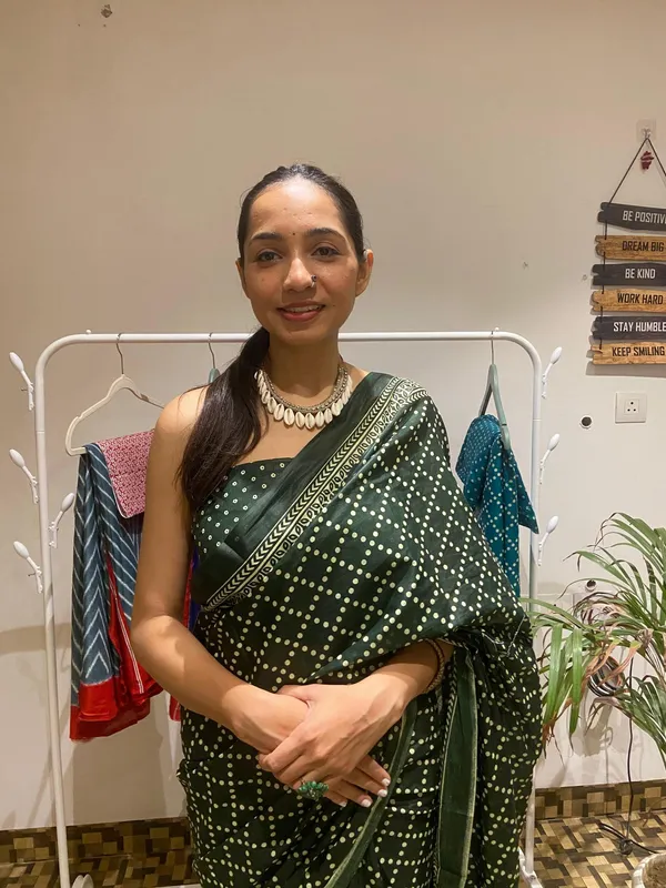 Ikkat_Print_Pure_Soft_Cotton_saree_With_Blouse_Piece