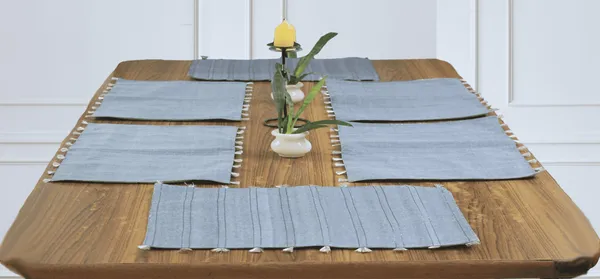 Pack_of_6_Piece_PolySilk_Grey_Hola_Zari_Stripe_With_Zari_Tassel_Collection_Place_Mat_For_Dining_Room_and_Living_Room