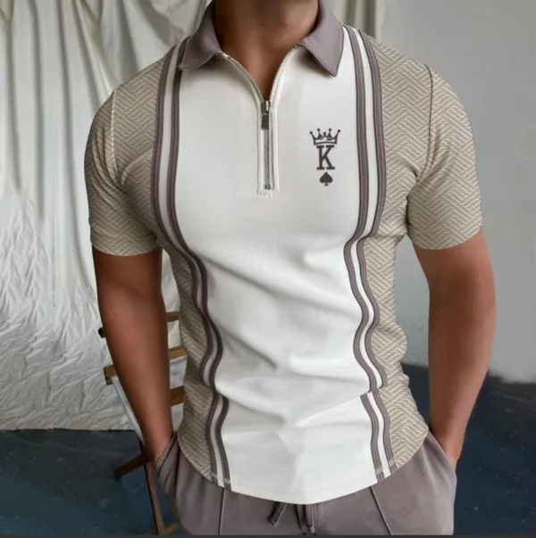 White_And_Grey_Lycra_Cotton_Half_Sleeve_Spread_Collar_Polo_T-Shirt