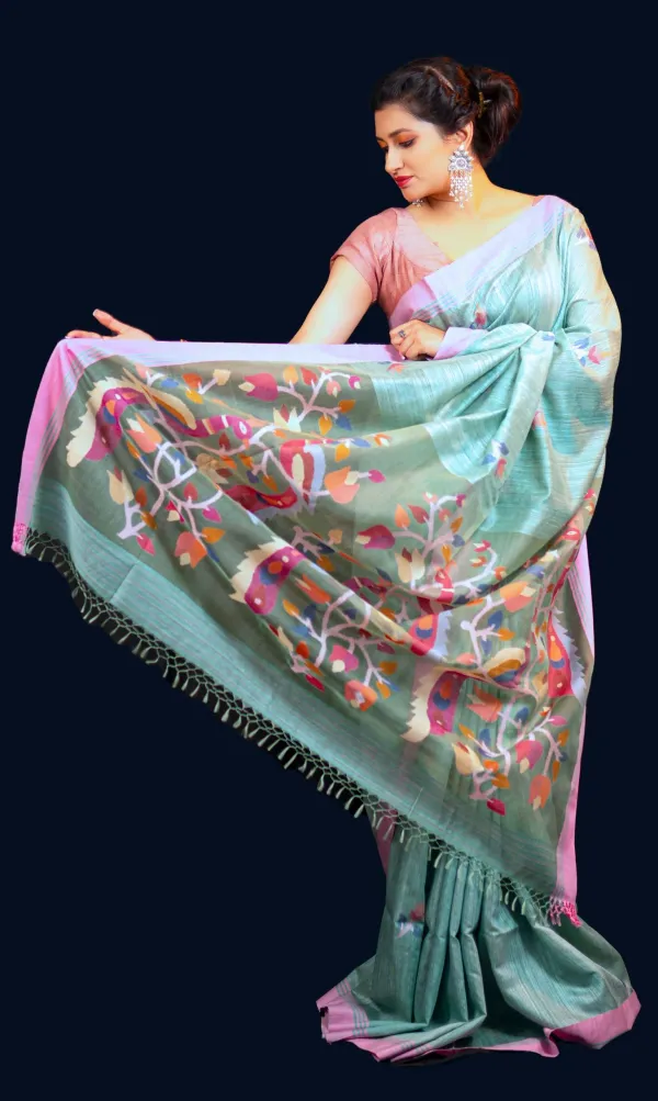 Sea_Green_&_Pink_Handwoven_Matka_Jamdani_Saree-Aranya_Katha