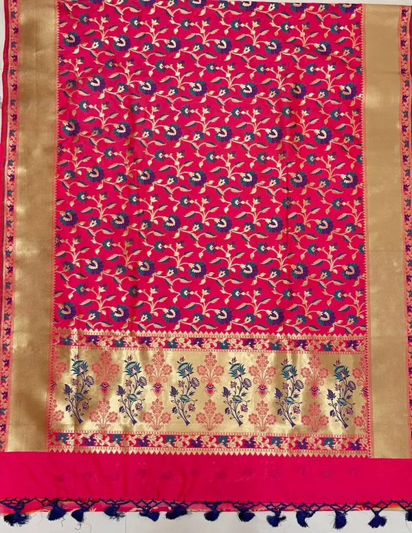 Humairah_Presents_Pink_Katan_Silk_Floral_Mina_Zari_Jaal_Boota_with_Banarasi_Zari_Border_and_Pink_Blouse