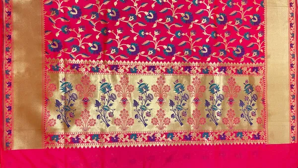 Humairah_Presents_Pink_Katan_Silk_Floral_Mina_Zari_Jaal_Boota_with_Banarasi_Zari_Border_and_Pink_Blouse
