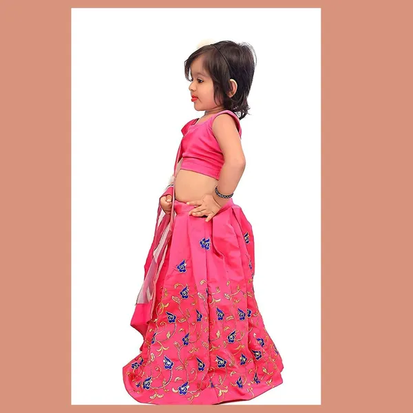 Pink_Taffeta_Silk_Embroidered_Lehenga_Choli_with_Dupata_set_For_kids_Grils_stitched_Lehenga_Choli_For_Grils