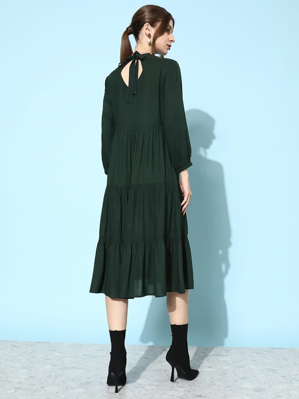Women_Green_Rayon_Fit_and_Flare_Tie_Up_Neck_Gathered_Dress