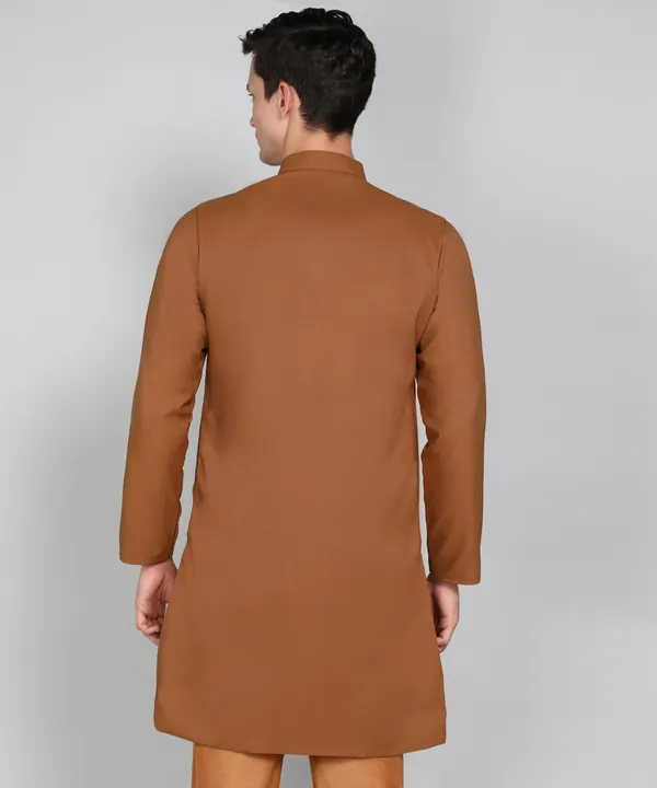 Solid_Rust_Cotton_Blend_Nawabi_With_Paijama
