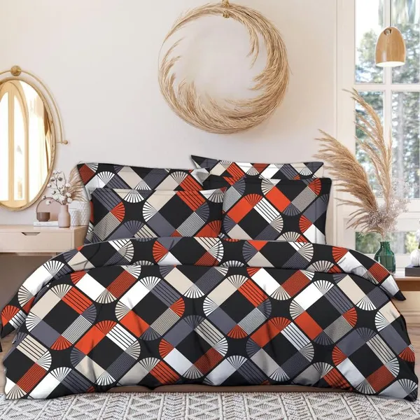 Checkered_Multicolor_Double_Bed_100%_Cotton_Flat_Bedsheet_with_2_Pillow_Cover_(90x100_inches)