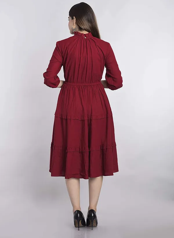 Maroon_Solid_One_Piece_Dress_for_Casual_or_Formal_wear_for_Women_&_Girls
