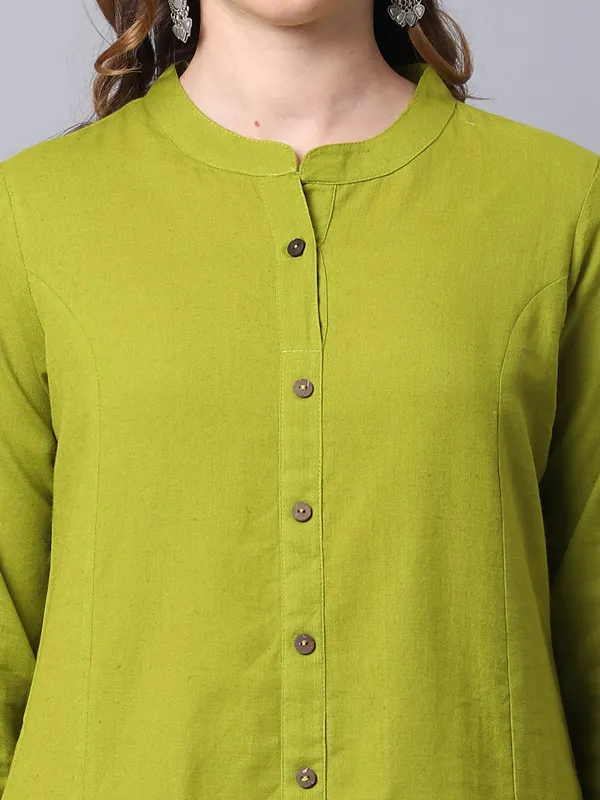 Green_Cotton_Solid_Kurta_With_Printed_Flair_Palazzo_Bottom_Set