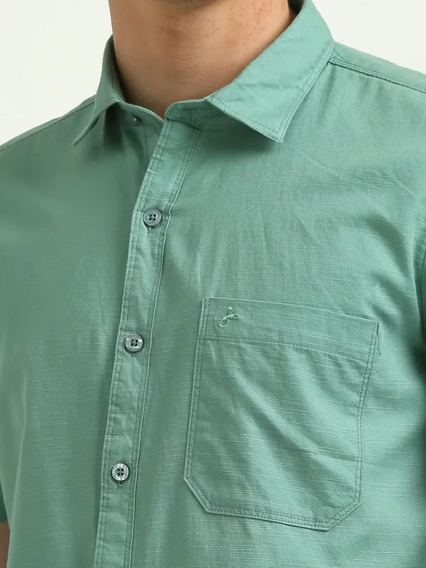 Men's_Turquoise_Slub_Cotton_Half-Sleeve_Shirt