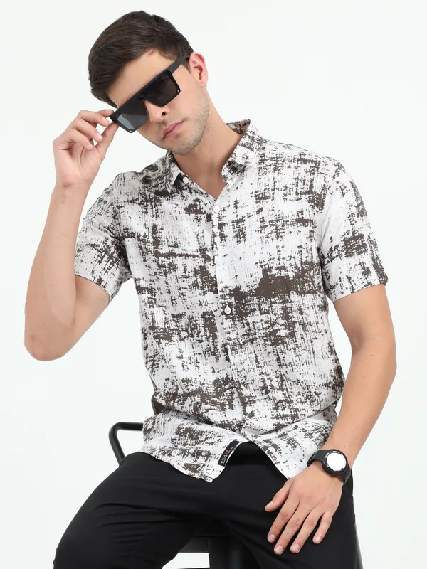 Brown_&_White_Half_Sleeve_Rayon_Shirt_For_Men