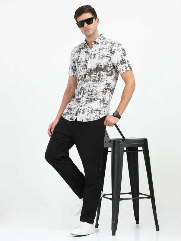 Brown_&_White_Half_Sleeve_Rayon_Shirt_For_Men