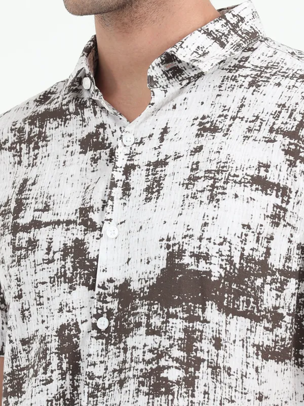 Brown_&_White_Half_Sleeve_Rayon_Shirt_For_Men