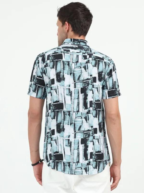 Sky_Black_Half_Sleeve_Rayon_Shirt_For_Men