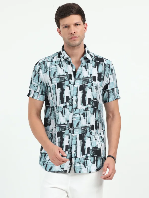 Sky_Black_Half_Sleeve_Rayon_Shirt_For_Men