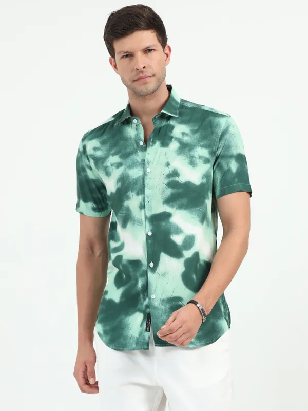 Sky_Olive_Half_Sleeve_Rayon_Shirt_For_Men
