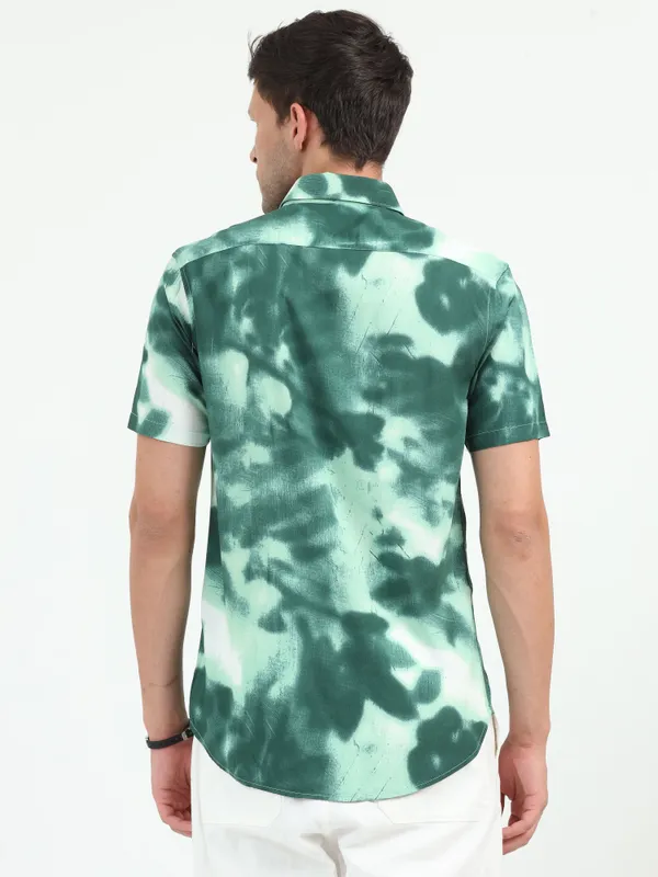 Sky_Olive_Half_Sleeve_Rayon_Shirt_For_Men